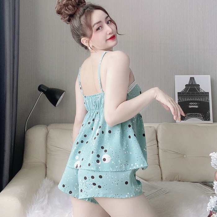 [Mã FAMARAL1 giảm 10K đơn 50K] Đồ Mặc Nhà Nữ SOJUN Bộ Mango Có Mút Ren Ngực &lt;65kg