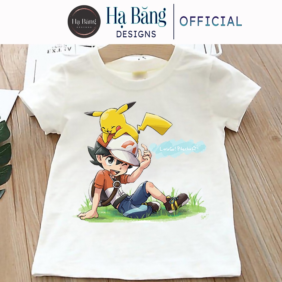 Áo thun cho bé tay ngắn vải cotton màu trắng Hạ Băng Designs - Nhân vật Hoạt hình 002
