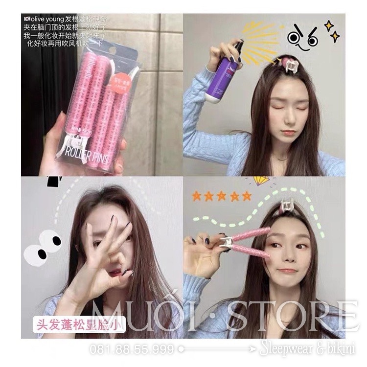 Kẹp phồng chân tóc mái tự dính❤️FREESHIP❤️ Lô Tóc Mái, Lô Uốn mái thưa hot Hàn Quốc