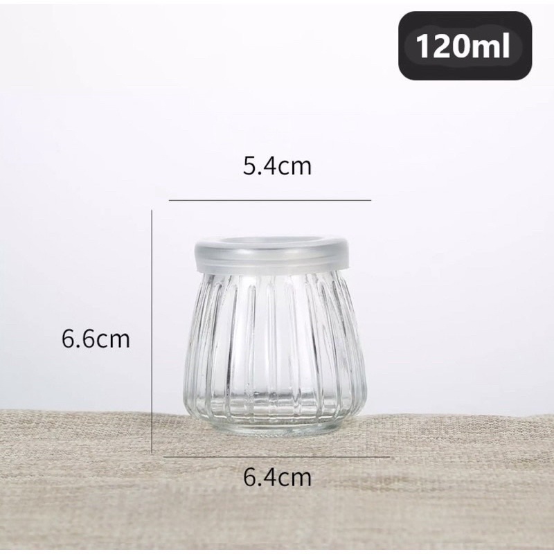 Hũ Thuỷ Tinh Sữa Chua Sọc Nắp Nhựa 100ml