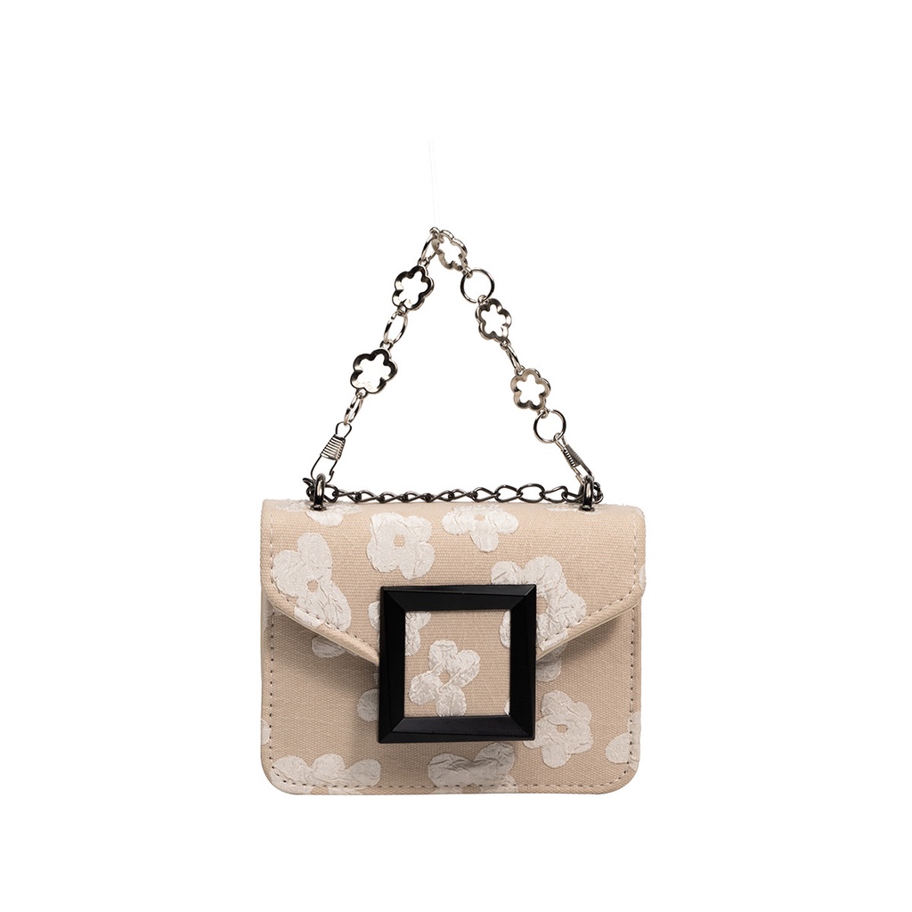 Túi Xách Mini Dáng Vuông Phối Dây Xích Đơn Giản Hợp Thời Trang Cho Nữ