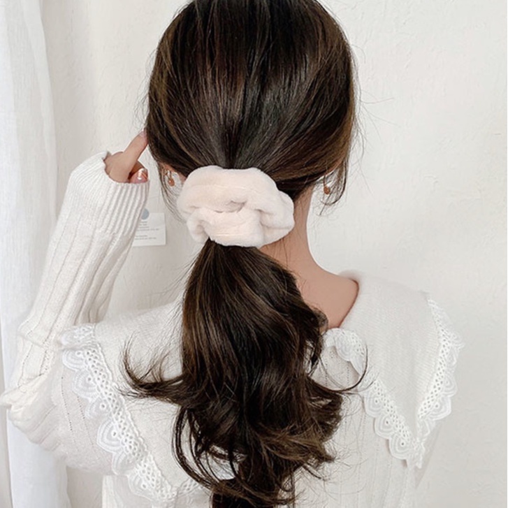 Dây buộc tóc vải lông nhung bản lớn thời trang thu đông mới 2021