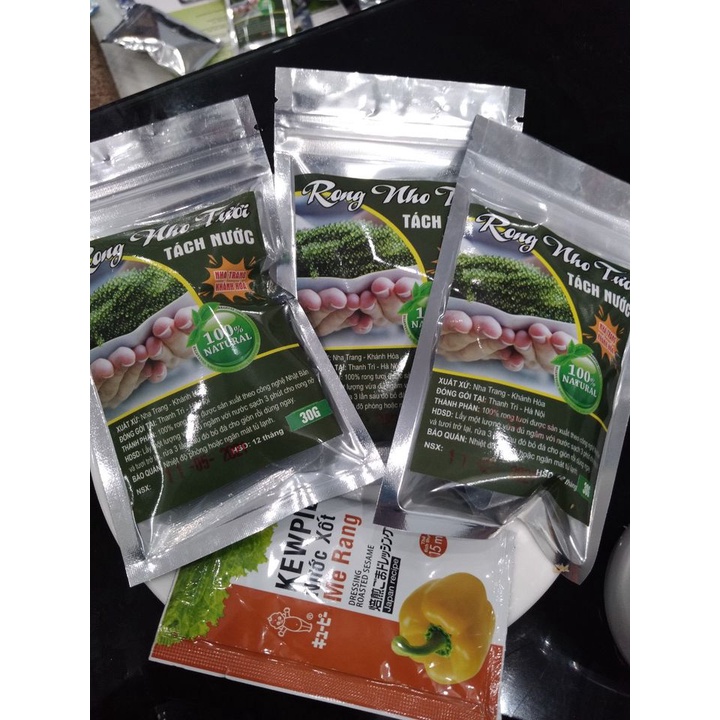 Combo 1 Gói Rong Nho Tách Nước Khánh Hoà Cô Lê Ba 30Gr + 1 Gói Mè Rang 15ml | BigBuy360 - bigbuy360.vn