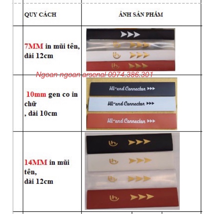 Gen co nhiệt có chiều mũi tên. Hàng tốt. Báo giá 1 cái