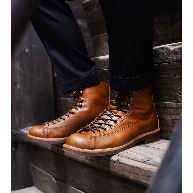 Giày boot nam cao cổ màu nâu REDWING LINEMAN, giày da thật cổ điển TONKIN