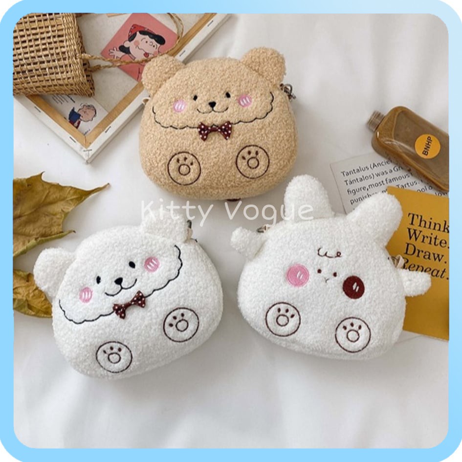 Túi đeo chéo Ulzzang hình thú gấu nâu, gấu trắng, cừu đáng yêu, cute