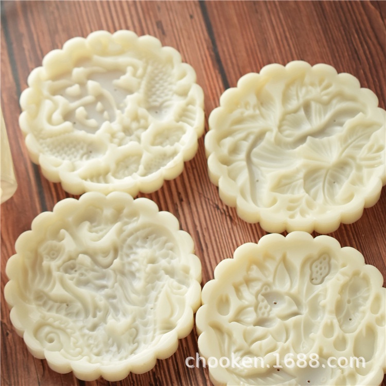 Khuôn bánh trung thu lò xo ao sen 150g 4 mặt + cây nhân