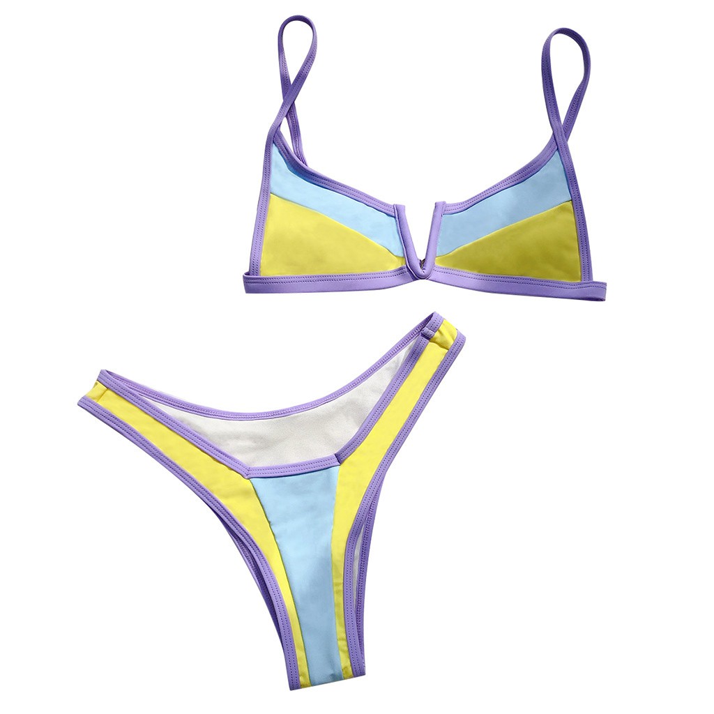 [Mã FACBGO245 giảm 10K đơn bất kì] Set đồ bikini đi biển có đệm lót nâng màu trơn gợi cảm cho nữ | BigBuy360 - bigbuy360.vn