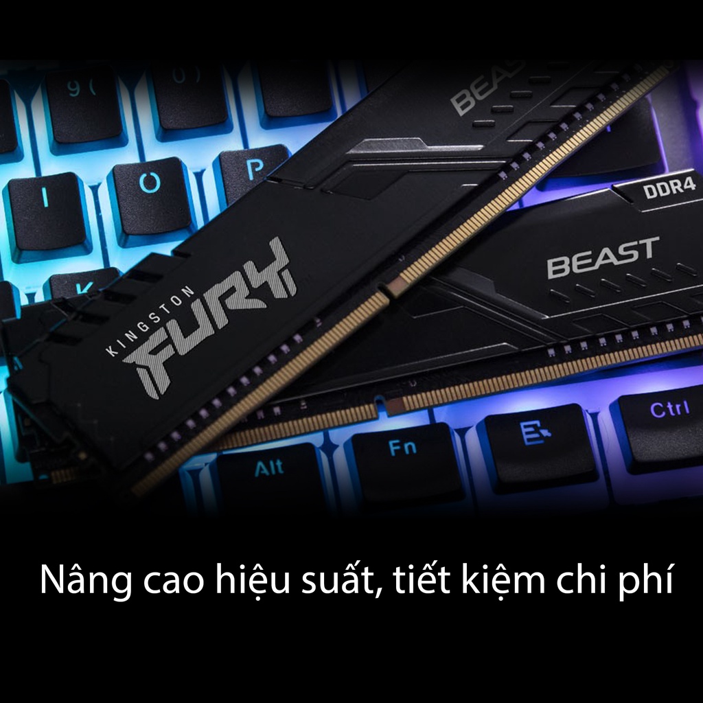 Ram Kingston Fury Beast DDR4 Bus 2666-3733MHz 16GB-128GB Kit 2 KF426C16BBK2/16 Bảo Hành Trọn Đời