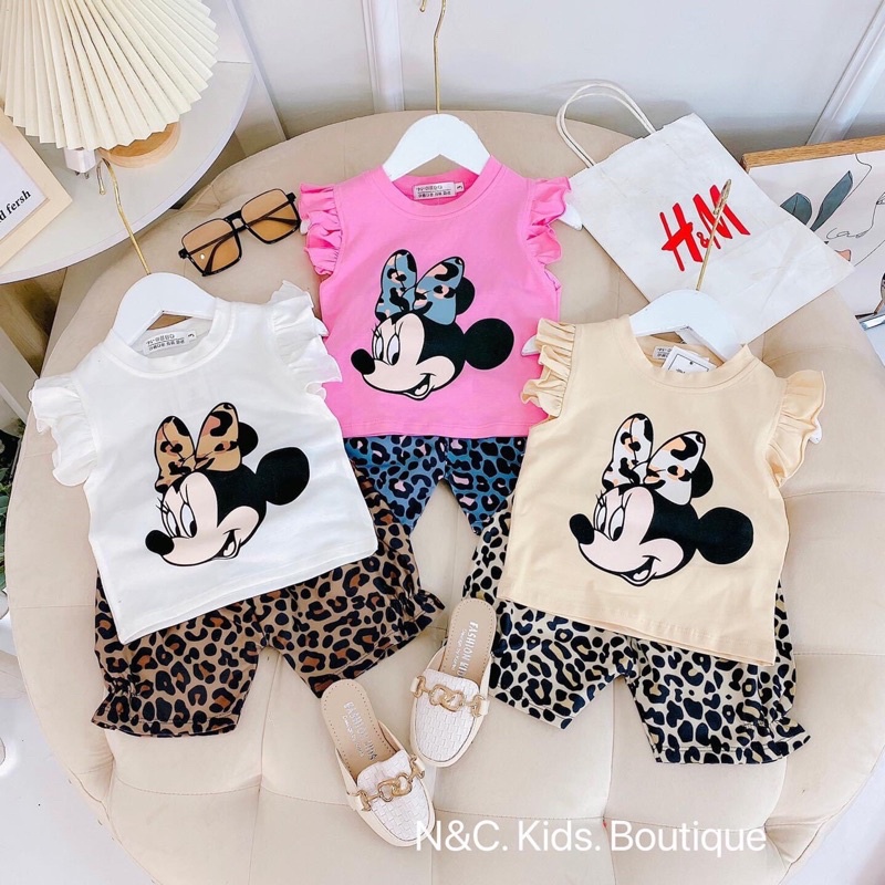 Bộ cộc tay bèo chuột mickey(Mã 09)💕LINA KIDS💕 cho bé gái 7-18kg