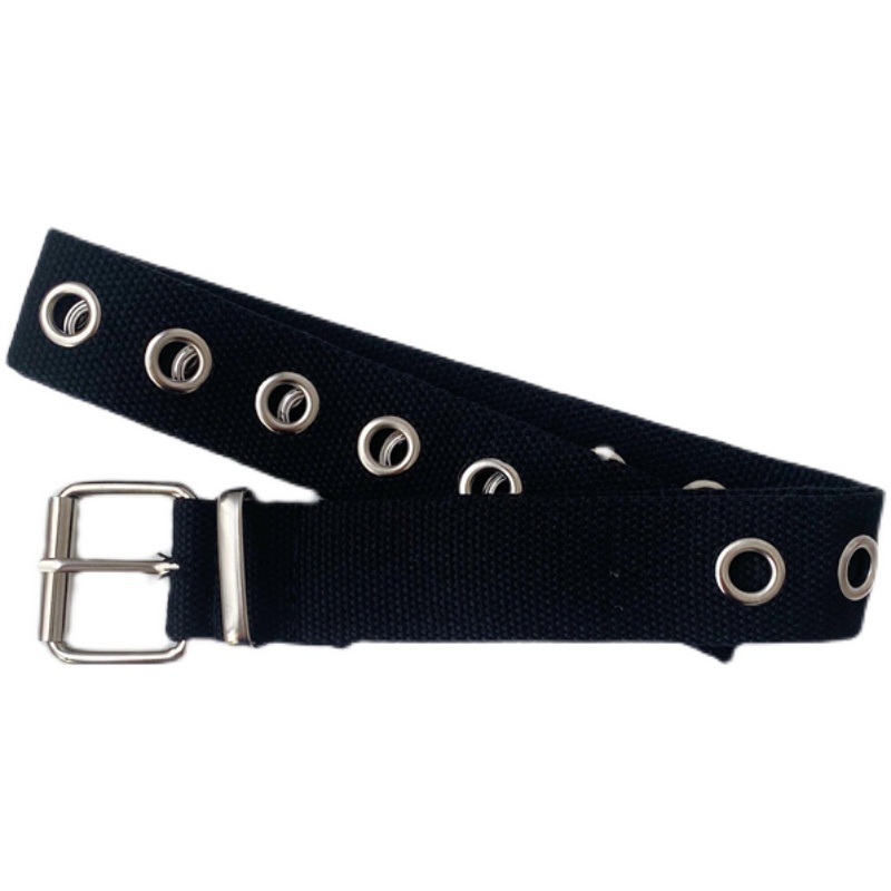 Thắt Lưng Vải Canvas Phối Lỗ Kim Loại Thời Trang hip hop Hàn Quốc Cá Tính Cho Nam Và Nữ