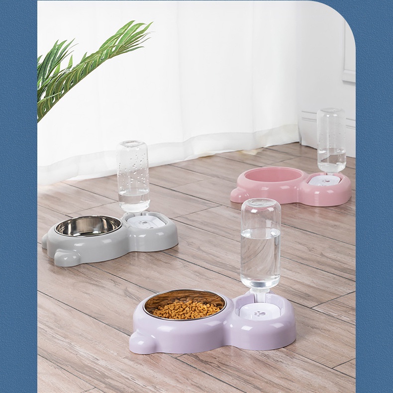 Bát ăn cho mèo Diniopet bát ăn INOX dễ dàng vệ sinh bình nước 550ml