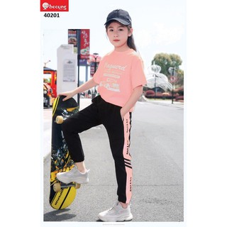Bộ thun phong cách thể thao và quần jogger Fashion cho bé gái từ 2-16 tuổi