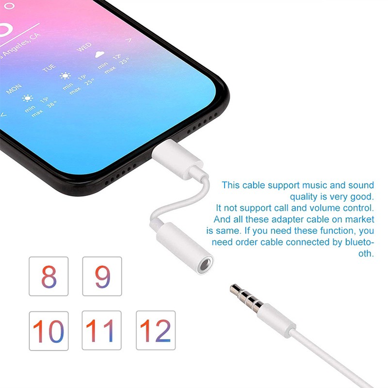 Cáp chuyển đổi từ giắc cắm Lightning sang 3.5mm cho tai nghe điện thoại IPhone [Đơn 50k tặng kẹp tóc Hàn Quốc cực xinh]