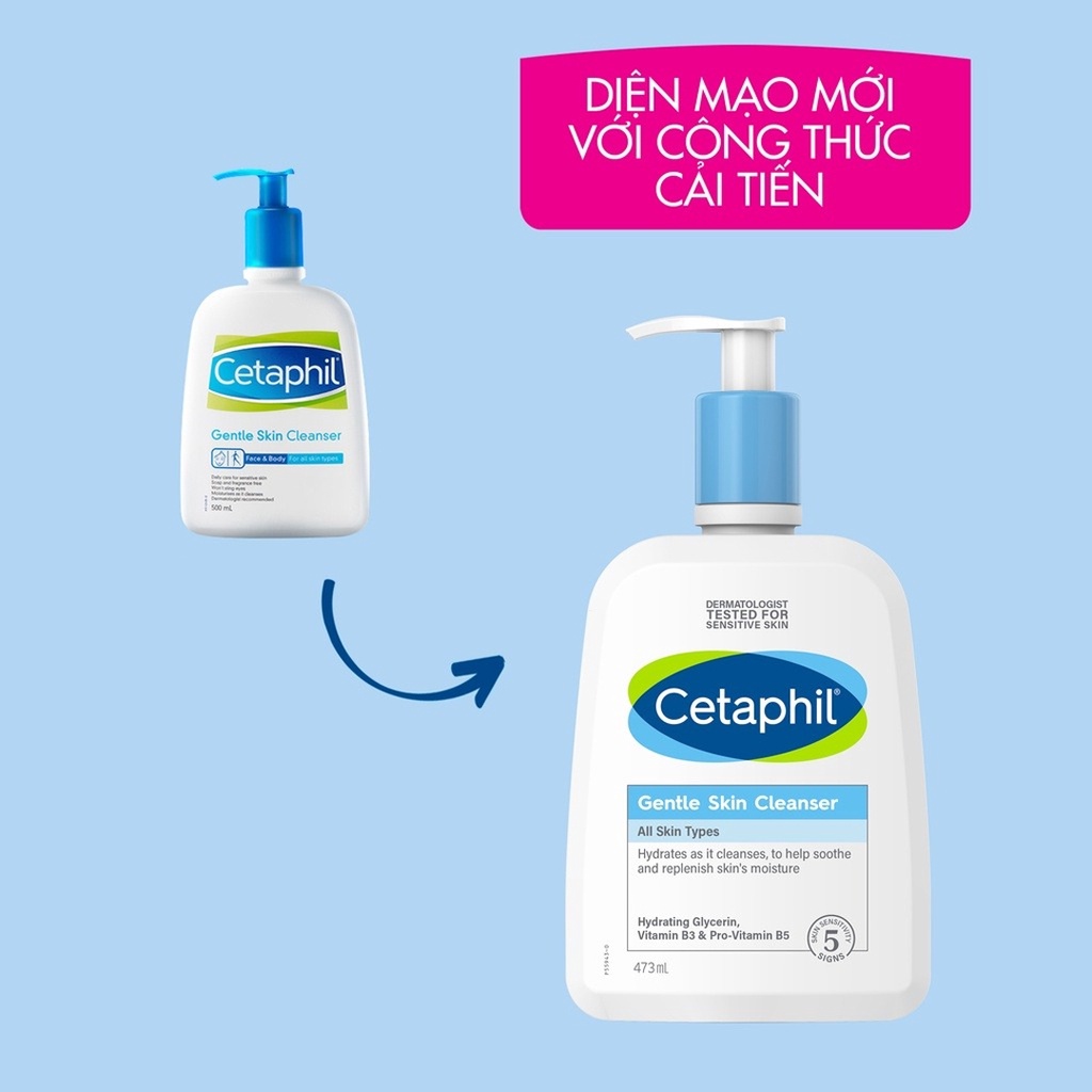 Sữa rửa mặt Cetaphil Gentle Skin Cleanser - Sữa rửa mặt dịu nhẹ không xà phòng cho da nhạy cảm - Mẫu mới