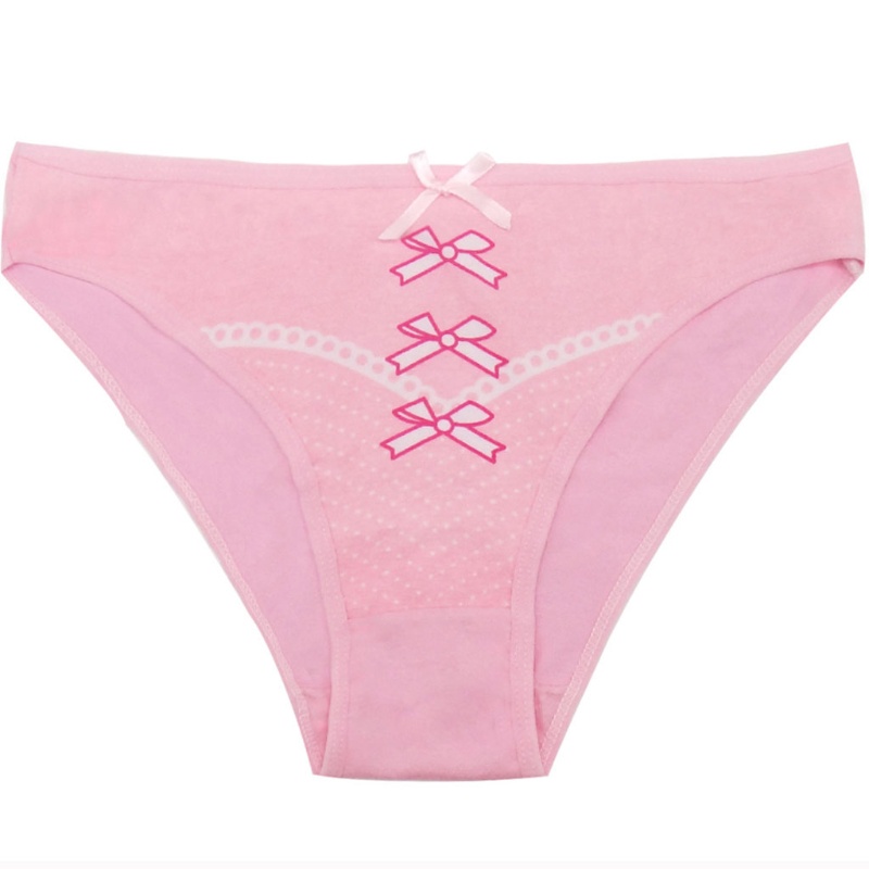 Quần Lót Cotton Pha Mềm Mại Lưng Thấp Không Đường May Đính Nơ Xinh Xắn Cho Nữ