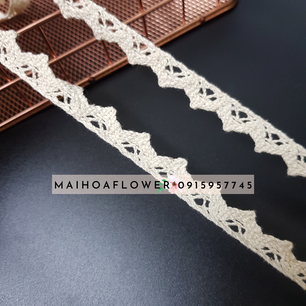 Dây ren viền trang trí váy áo bản nhỏ 1cm chất liệu cotton CK11 và CK12 Maihoaflower