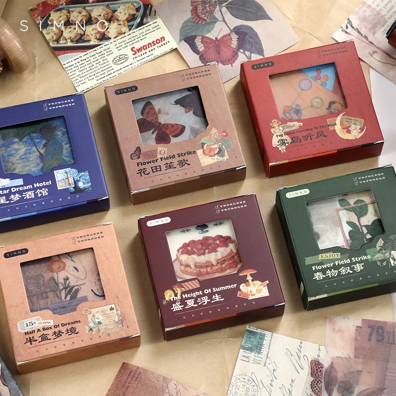 Set 180 Tờ Sticker Dán Trang Trí Sổ Lưu Niệm 16 Kiểu Retro Đa Năng