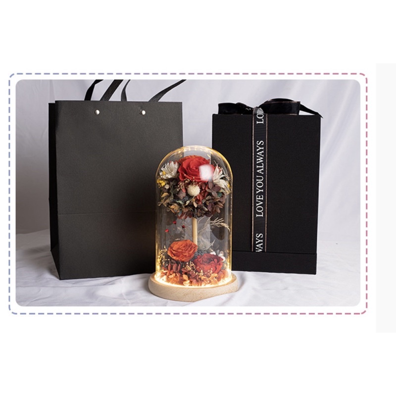 [ Sẵn màu hồng ]  Quà tặng sinh nhật - Trụ thuỷ tinh hoa hồng vĩnh cửu