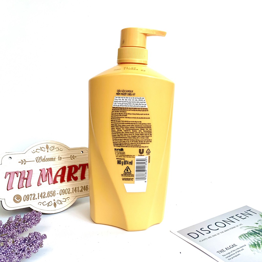 dầu gội đầu sunsilk mềm mượt diệu kỳ tinh dầu Argan mềm mượt hơn 5 lần chai 900g