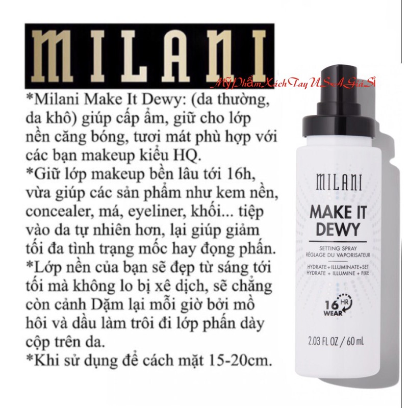 Xịt khoáng khóa nền giữ lớp trang điểm MILANI Make It Dewy / Make It Last / Make It Last Matte Charcoal 60ml | BigBuy360 - bigbuy360.vn