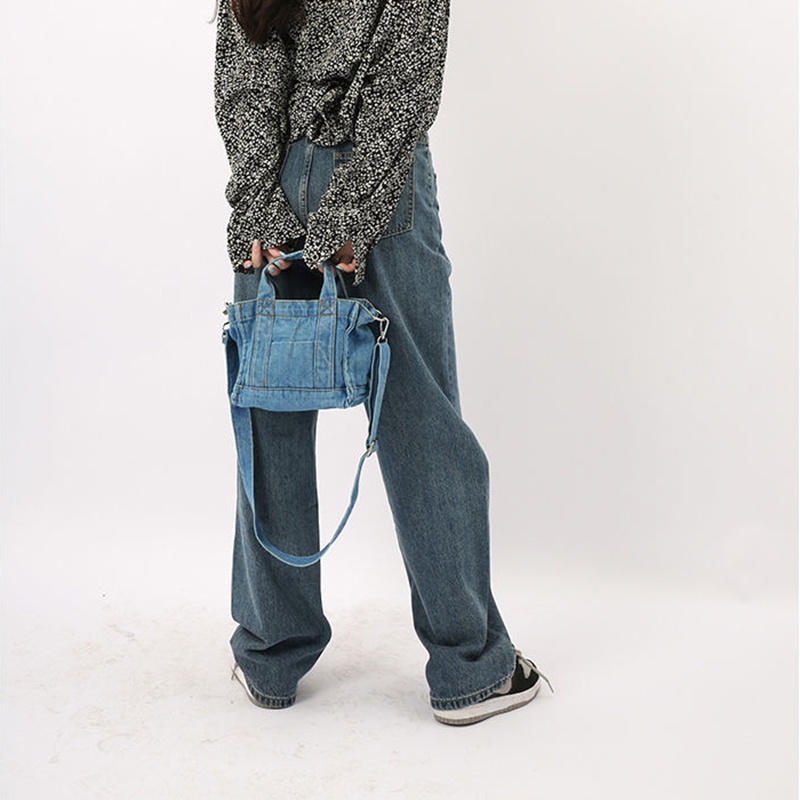 IELGY Túi xách đeo chéo vai bằng denim cao cấp dễ phối hợp đồ