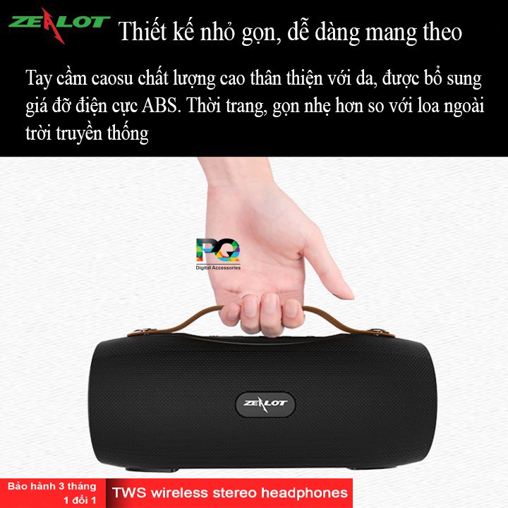 Loa Zealot S29 chính hãng. 2 loa đường kính 55mm. Đèn pin 3 chế độ. Pin 2000 mAh