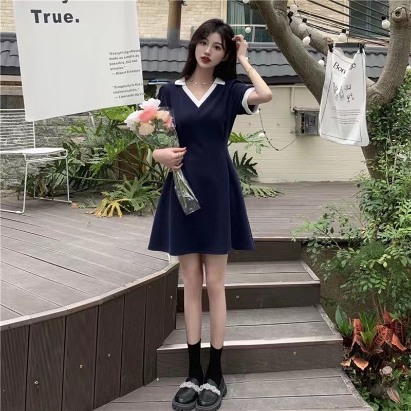 Đầm chữ A IELGY cổ V màu sắc đơn giản thời trang cho nữ