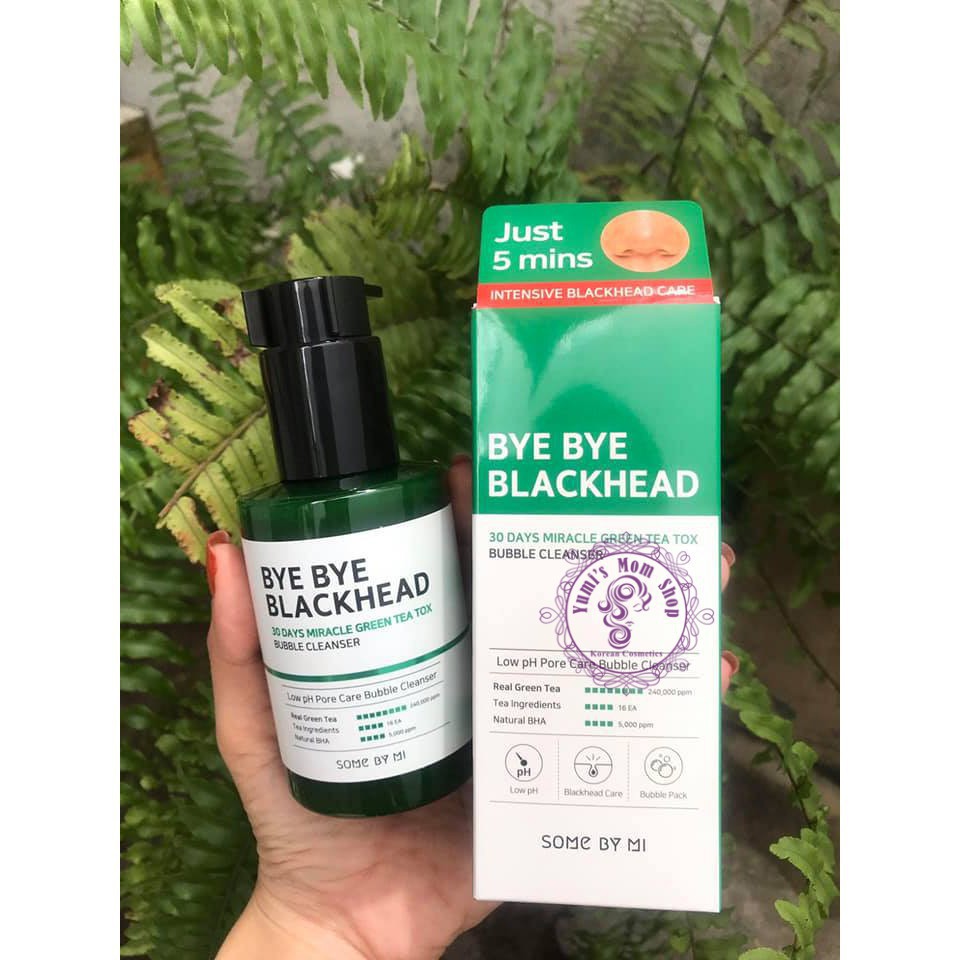 Sữa Rửa Mặt Sủi Bọt loại bỏ mụn đầu đen aha Bye Bye Blackhead 30 Days Miracle Green Tea Tox Bubble Cleanser