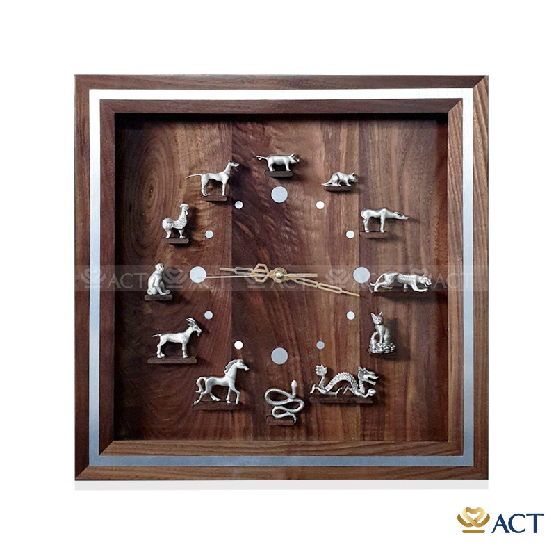 ĐỒNG HỒ 12 CON GIÁP PEWTER HÌNH VUÔNG