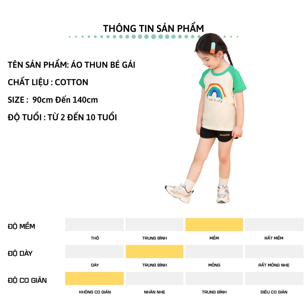 Áo thun bé gái ngắn tay 27Kids áo cộc nữ 100% Cotton cho trẻ từ 2-10 tuổi GSTS5