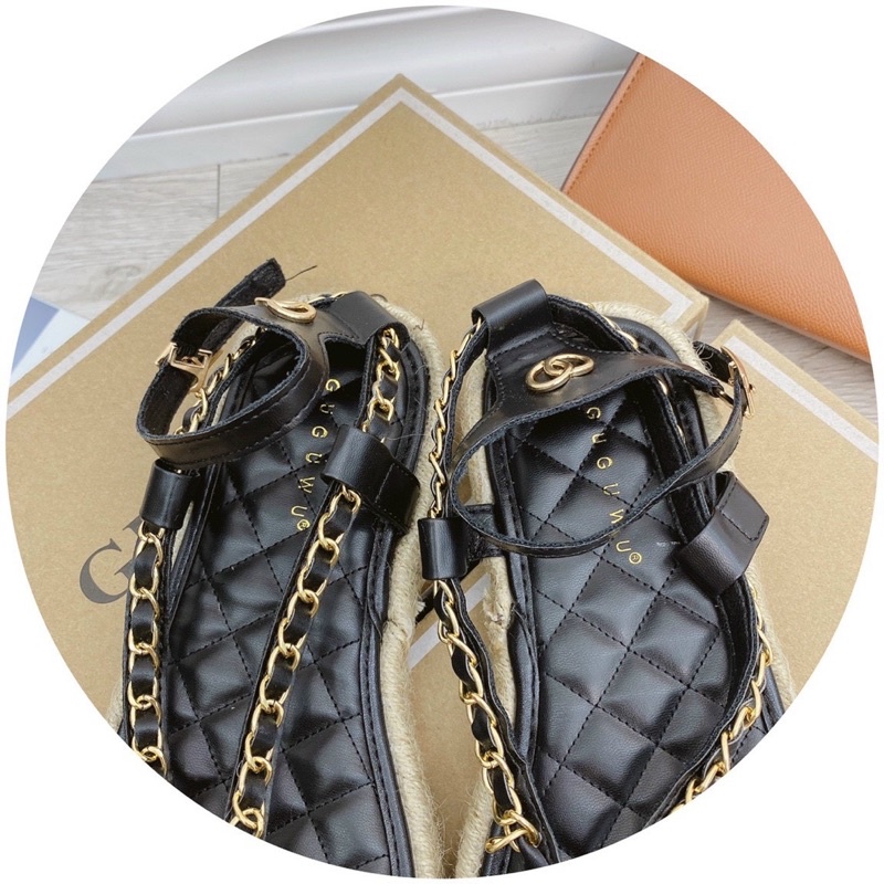 Sandal xỏ ngón đế cói quai xích fullbox hàng quảng châu cao cấp