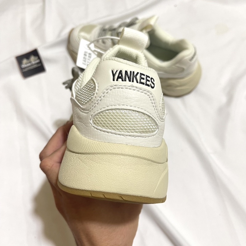 Giày MLB chunky bigball lite NY đen trắng, giày ML B bigball trắng kem đế nâu cao cấp