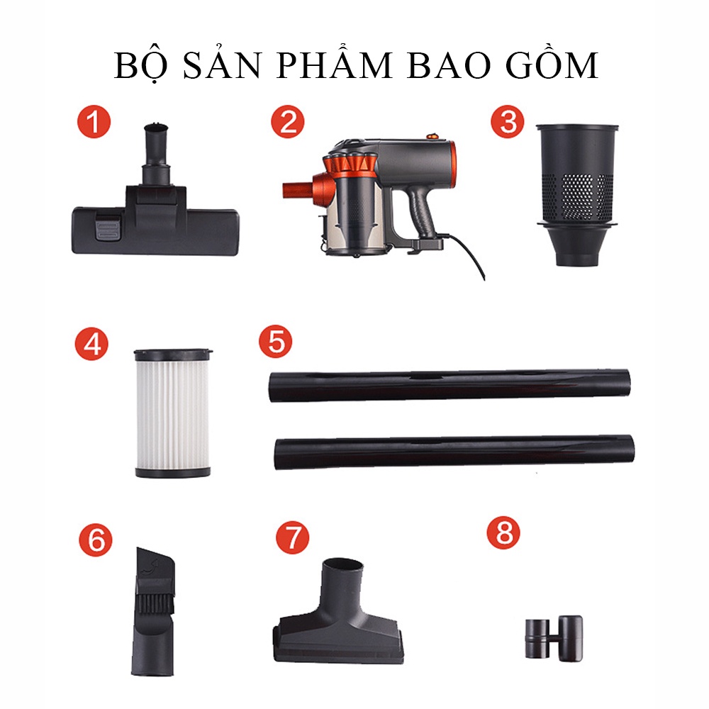 Hút bụi cầm tay có dây đa năng cho gia đình, lực hút cực mạnh công suât 600W, có thể hút khe hẹp hoặc đệm