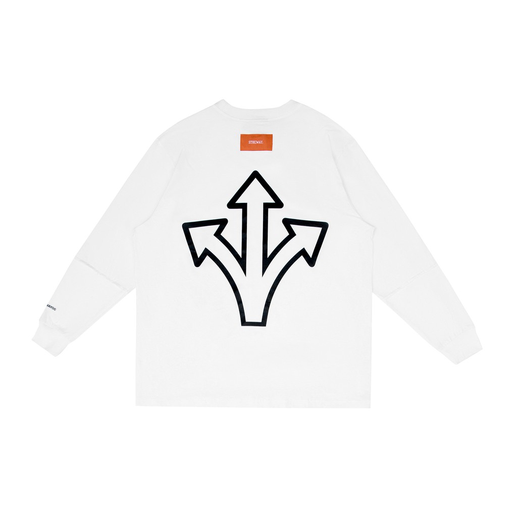5THEWAY® /YILAC/ SQUARE LONG SLEEVE TEE™ in WHITE aka Áo Thun Trắng Tay Dài