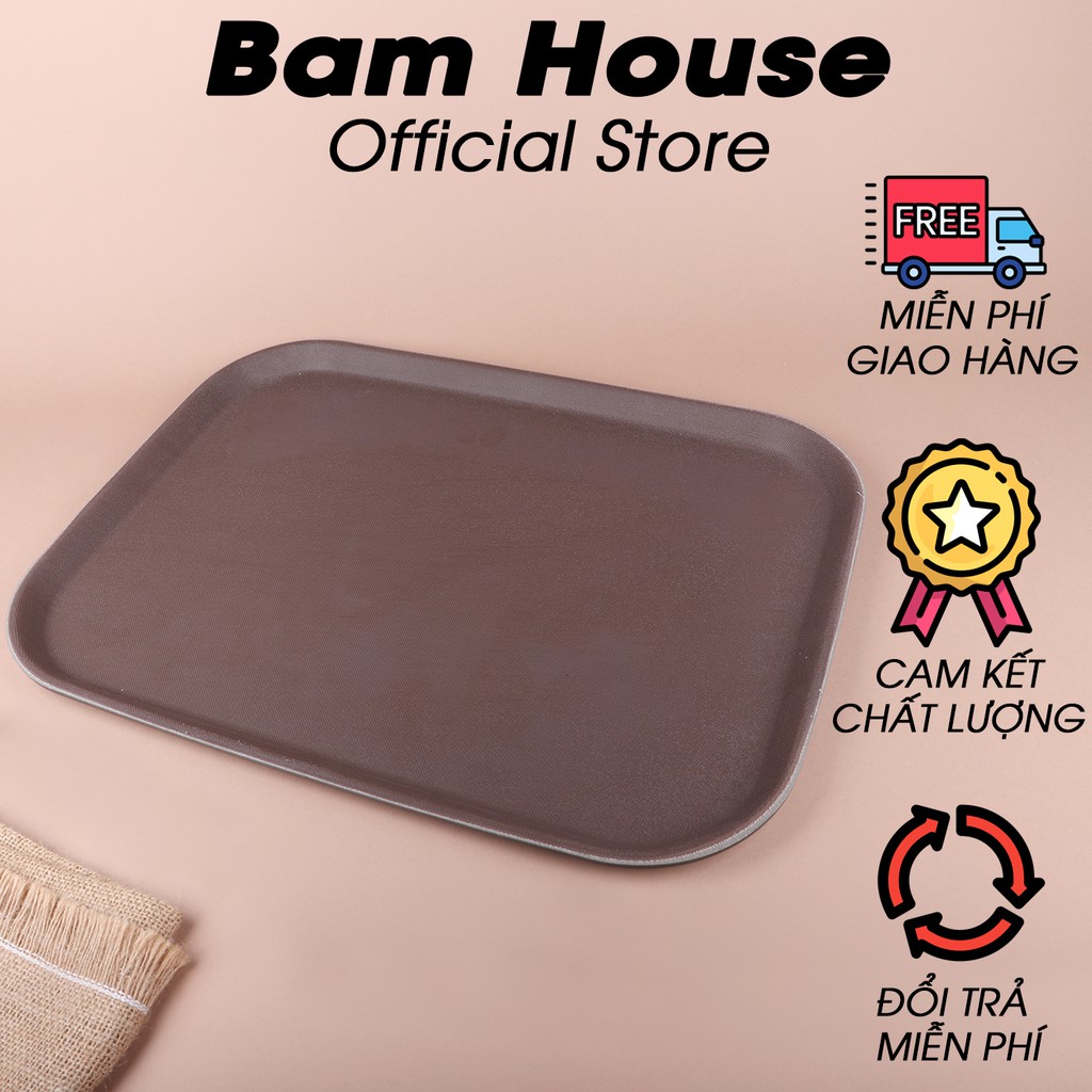 Khay phục vụ hình chữ nhật Bam House chống trơn trượt nhựa cao cấp 35x40cm KV02 - Gia dụng bếp
