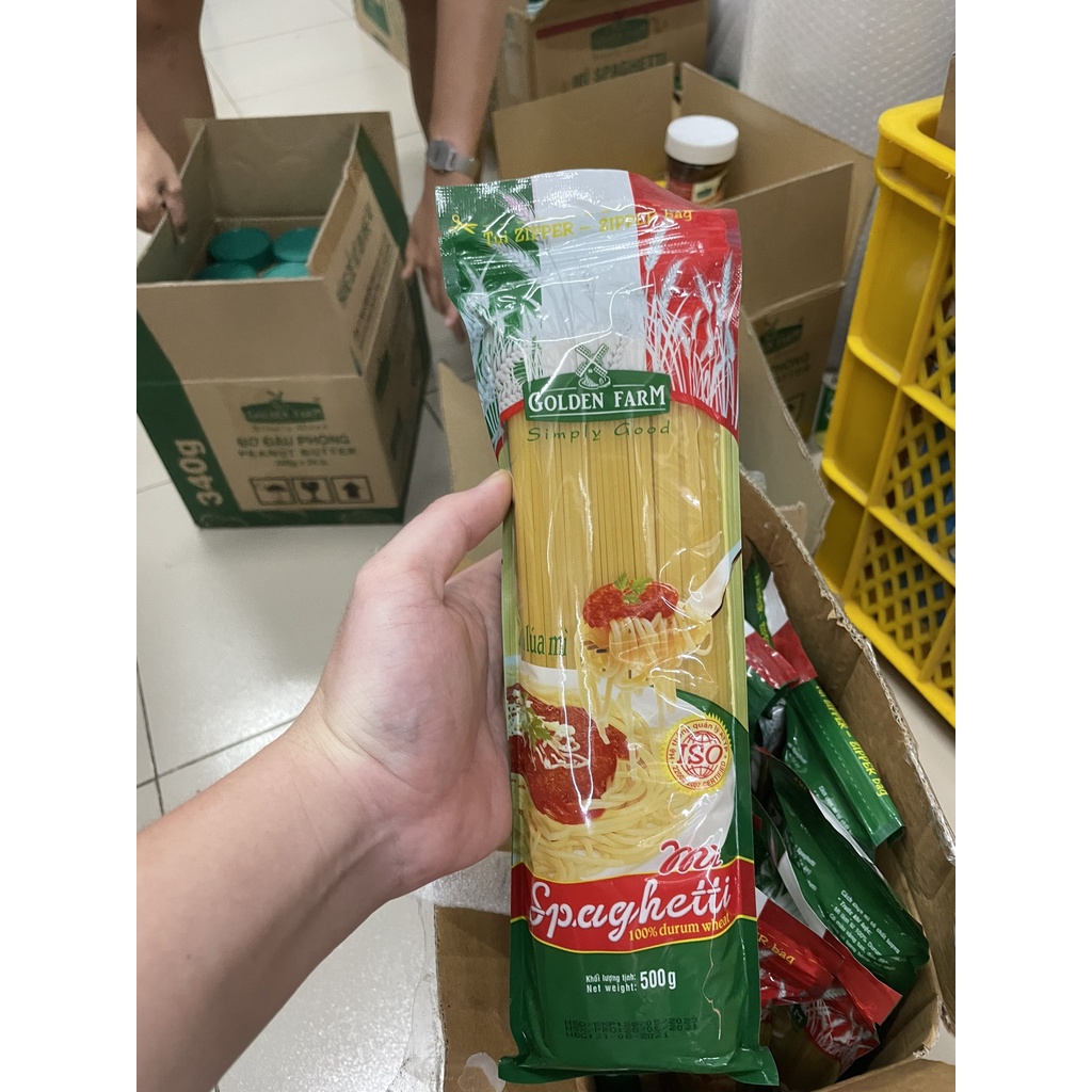 Mì Spaghetti 500g Golden Farm mềm hoàn hảo cùng hương thơm tự nhiên, giúp bạn dễ dàng chế biến món mì Ý HBAUTO