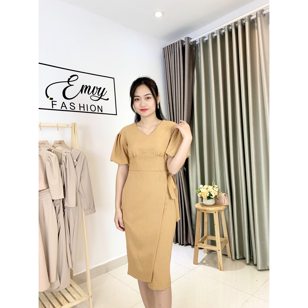 [Mã WASTGO hoàn 10% xu đơn 99k] Váy Mango xước thiết kế tay bồng Emvy V67 | BigBuy360 - bigbuy360.vn