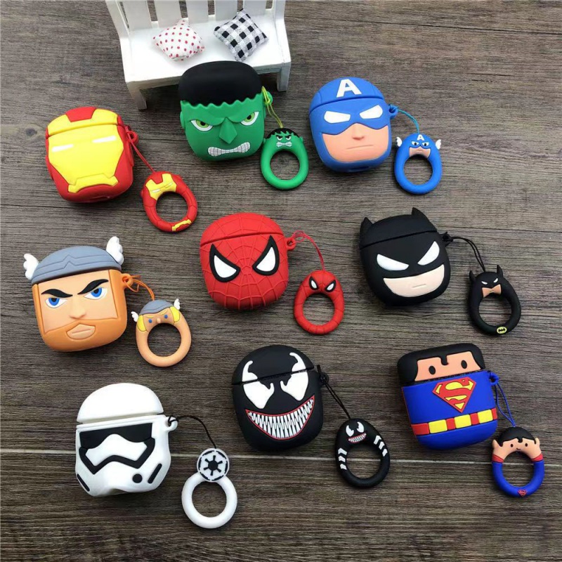 Vỏ Bảo Vệ Hộp Sạc Tai Nghe AirPods 1 / 2 / 3 Bằng Silicon Họa Tiết Hoạt Hình Marvel Hero Chống Rơi