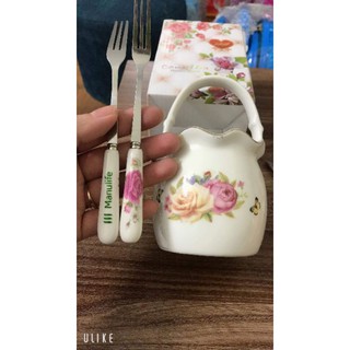 Giỏ thìa dĩa sứ Manulife