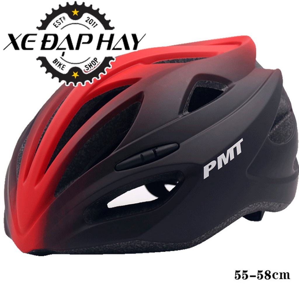 [Phụ kiện xe đạp cao cấp] Mũ Nón Bảo Hiểm Đạp Xe Thương Hiệu PMT K15 | Màu Đen Đỏ, SIZE M  55-58Cm | SIZE L  58-61Cm