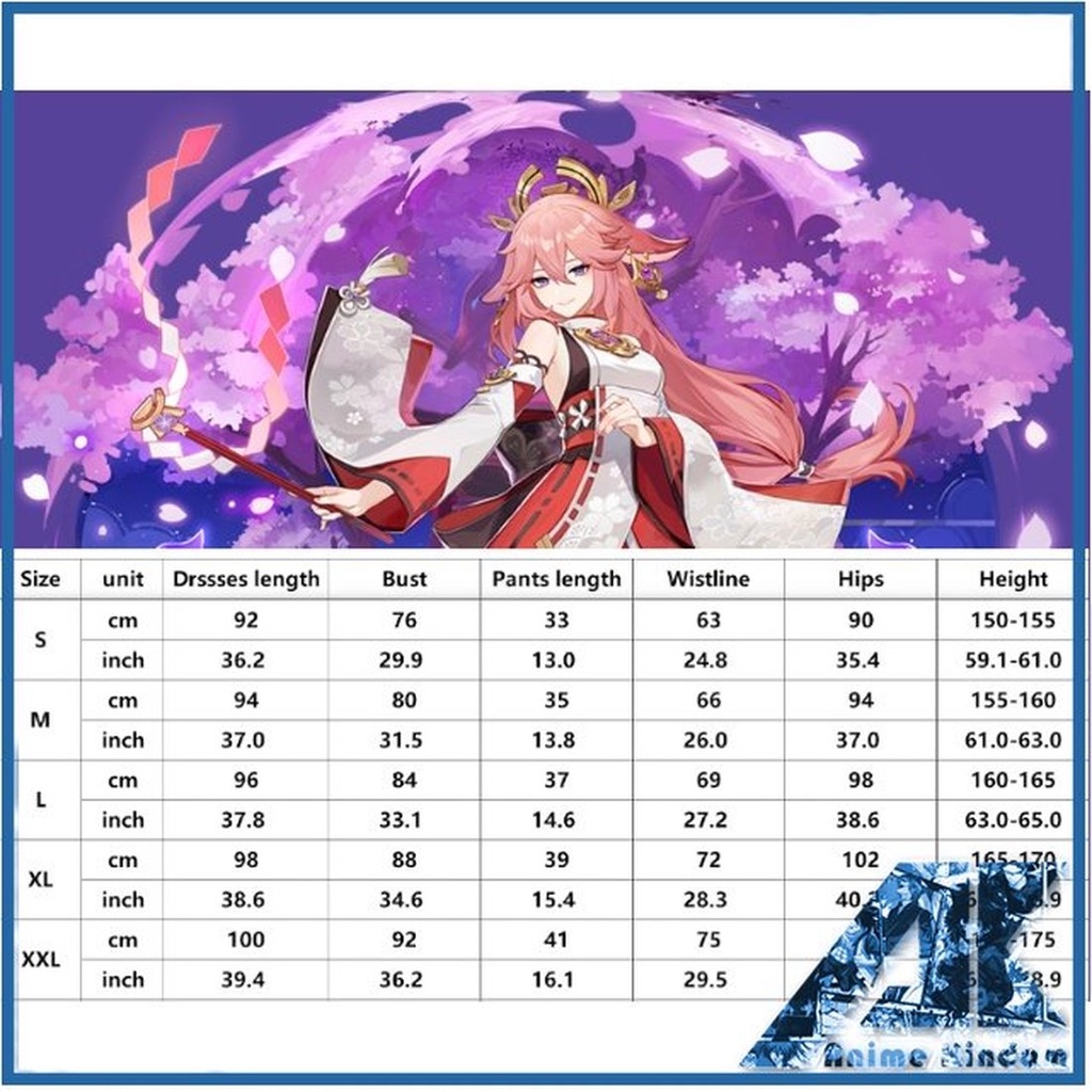 Genshin Impact Yae Miko Cosplay trang phục Bộ Tóc Giả Hóa Trang Guuji Yae Cho Nữ