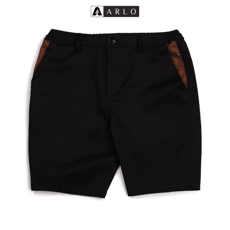 Quần Short Kaki FEATHER Lưng Thun Chất Liệu Kaki Cao Cấp Co Dãn Màu Đen - ARLO