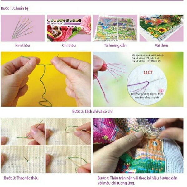 Tranh thêu chữ thập ngựa Mã đáo thành công 222572 222573 2222574