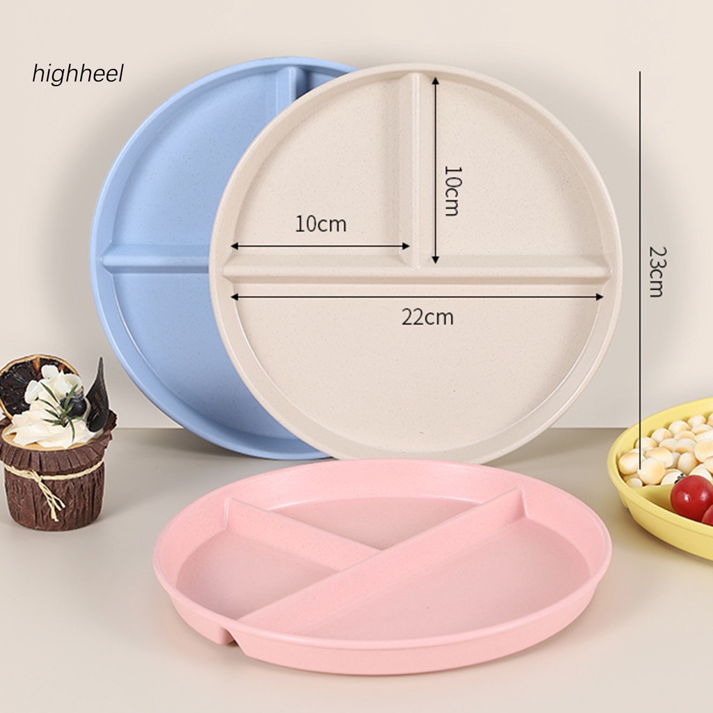 Đĩa đựng thức ăn hình tròn thiết kế chia ngăn có thể tái sử dụng tiện lợi