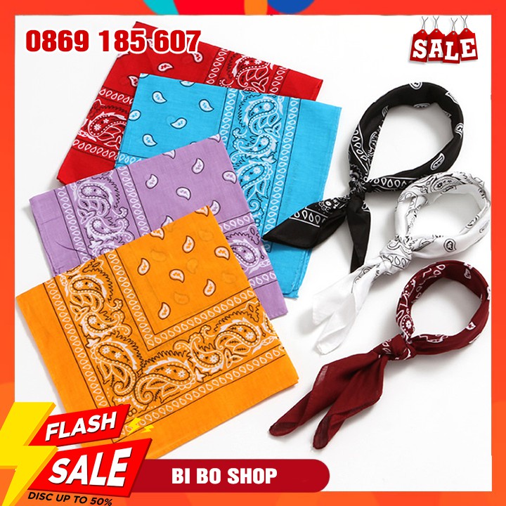 Khăn Bandana Streetwear Vuông Họa Tiết Có Nhiều Màu