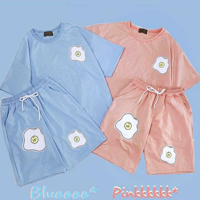 Bộ đồ mặc nhà nữ trứng rán set đồ ngủ nữ dễ thương đồ đôi nam nữ