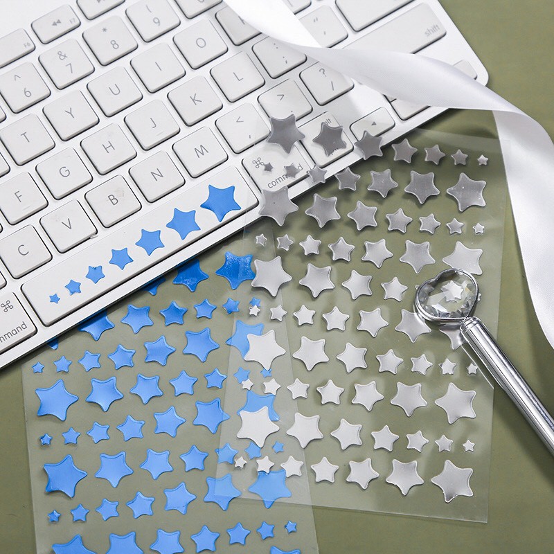 Sticker nhũ kim tuyến nhiều màu đơn giản trang trí sổ tay (SN10)