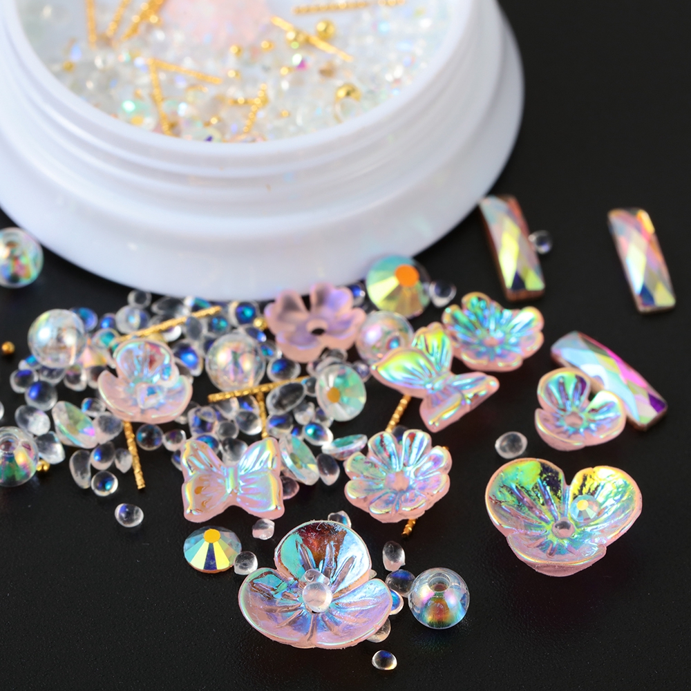 Đinh Tán Hình Bướm Bằng Kim Loại Đính Ngọc Trai Giả Trang Trí Móng Tay