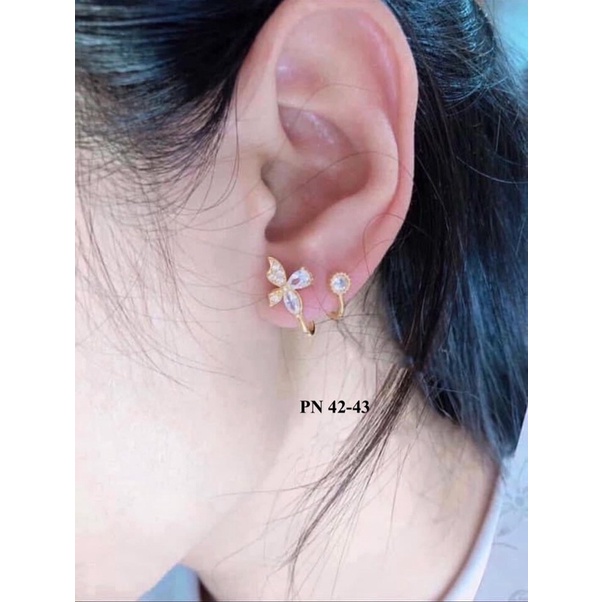 Bông tai hoa kẹp BẠC TA hàng kĩ bóng đẹp ko nham nhở